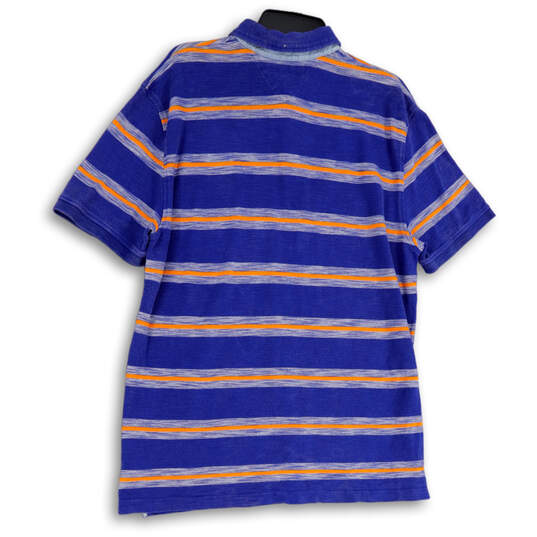 Mens Multicolor Striped Short Sleeve Spread Collar Polo Short Size X-Large image number 2