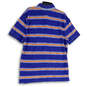 Mens Multicolor Striped Short Sleeve Spread Collar Polo Short Size X-Large image number 2