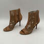 Womens Odelia Brown Leather Open Toe Zip Stiletto Gladiator Heel Size 8.5M image number 1