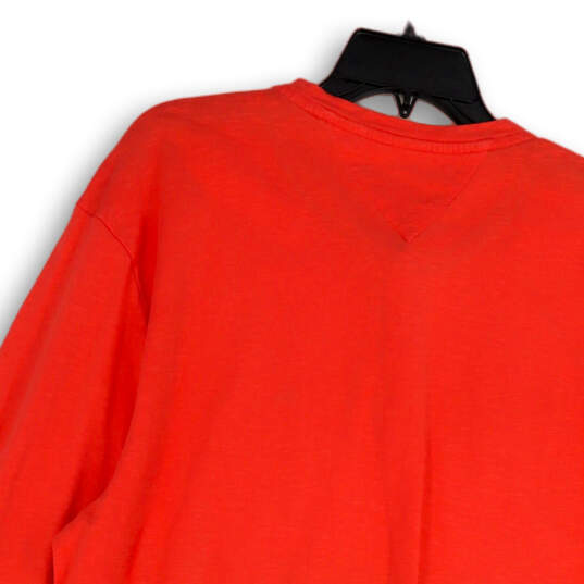 Mens Red Regular Fit Long Sleeve Henley Neck Pullover T-Shirt Size X-Large image number 4