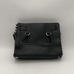 Womens Black Silver Leather Double Handle Bottom Stud Satchel Handbag alternative image