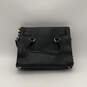 Womens Black Silver Leather Double Handle Bottom Stud Satchel Handbag image number 2