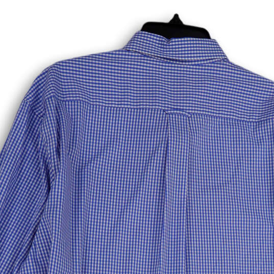 Mens Blue Check Long Sleeve Button-Down Collar Dress Shirt Size X-Large image number 4