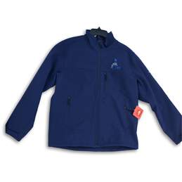 NWT The North Face Mens Navy Blue Embroidered Long Sleeve Full-Zip Jacket Size L
