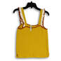 NWT Womens Yellow Ruffle Wide Strap Knitted Pullover Tank Top Size XS image number 2