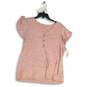 NWT Ana A New Apparel Womens Pink White Striped Henley Neck Blouse Top Size L image number 1