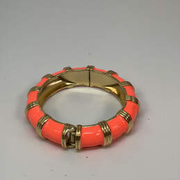 Designer J. Crew Gold-Tone Orange Enamel Hinged Bangle Bracelet w/ Dust Bag