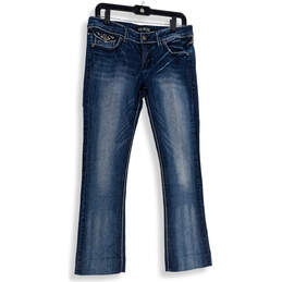 Womens Blue Denim Medium Wash Mid Rise Flared Leg Jeans Size 7/8R