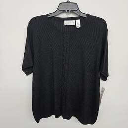 Black Three Fourth Sleeve Sweater Blouse