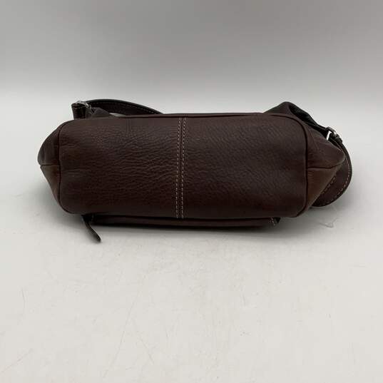 Womens Brown Leather Zipper Pockets Shoulder Bag Purse image number 4