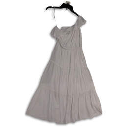 NWT Womens White One Shoulder Tiered Midi Fit and Flare Dress Size Small alternative image