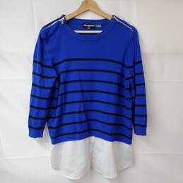 Karl Lagerfeld Paris Pullover Long Sleeve Blue Sweater Shirt Women's MD