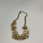Designer J. Crew Gold-Tone Link Chain Clear Rhinestone Statement Necklace image number 2