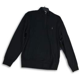 Polo Ralph Lauren Mens Black Quarter Zip Mock Neck Pullover Sweatshirt Size M