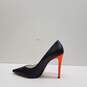 02 Monde Italy Black Vegan Orange Stiletto Heels Shoes Size 39 B image number 2