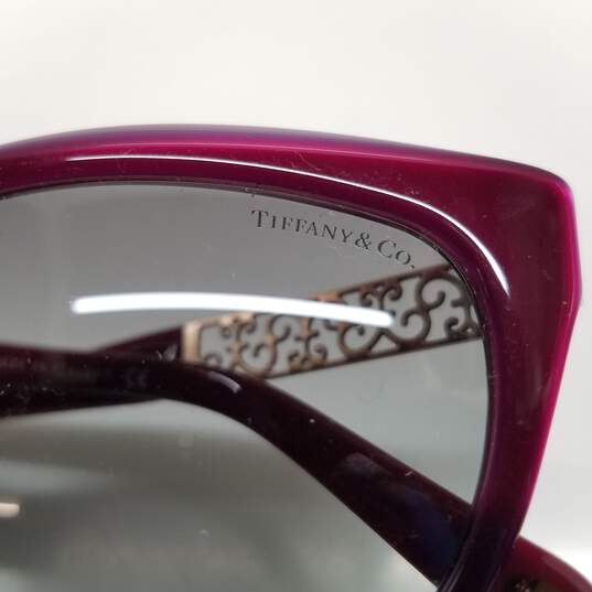 AUTHENTICATED Tiffany & Co Burgundy Cat Eye Sunglasses TF4119 image number 6