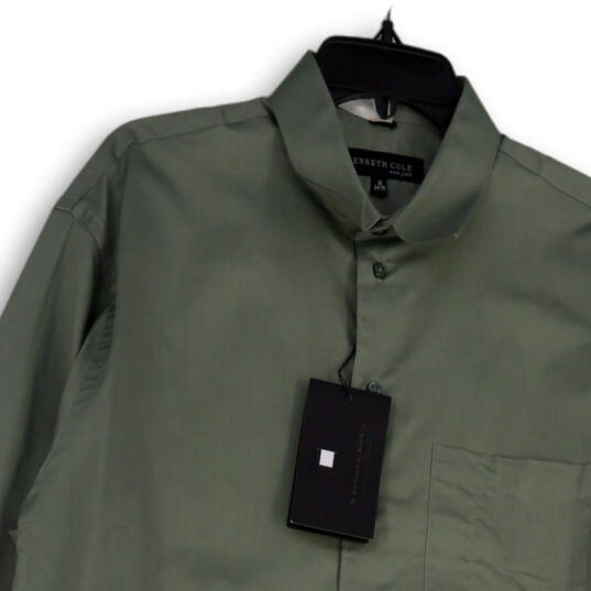 NWT Mens Green Spread Collar Long Sleeve Pocket Button-Up Shirt Size 16 image number 3