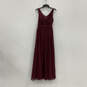 Womens Red Pleated Sleeveless Surplice Neck Cutout Maxi Dress Size A4 image number 1