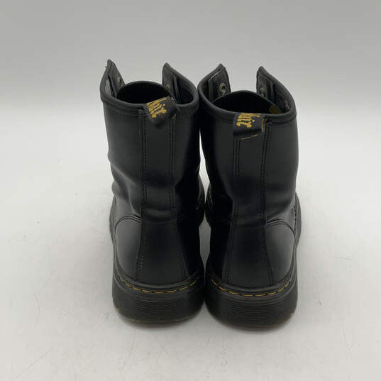 Unisex Zavala Black Yellow Leather Lace Up Round Toe Combat Boots Sz M7 W8 image number 4