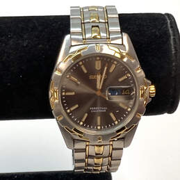 Designer Seiko 8F33-0029 Two-Tone Stainless Steel Round Analog Wristwatch