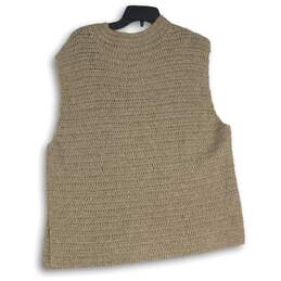 Eileen Fisher Womens Beige Crochet Mock Neck Sleeveless Pullover Sweater Size XL alternative image