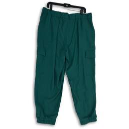 NWT A New Day Womens Green Pleated Pockets Tapered Leg Cargo Pants Size 16 alternative image