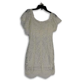 NWT Womens White Lace Overlay V-Neck Short Sleeve Sheath Dress Size Small alternative image