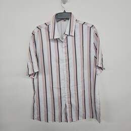 Multicolor Button Up Striped Shirt With Pink Shorts Set alternative image