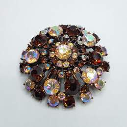 Joan Rivers Gold Tone Faceted Crystal Multi Color Dome Brooch 49.2g