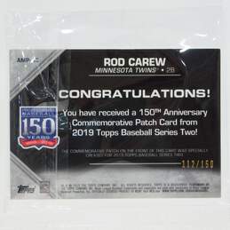 2019 HOF Rod Carew Topps 150th Anniversary Commemorative Patch Minnesota Twins alternative image