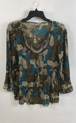 Signature by Larry Levine Womens Multicolor Beaded Scoop Neck Blouse Top Size XL