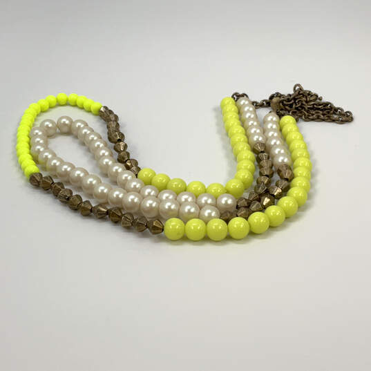 Designer J. Crew Gold-Tone Chain Multicolor Pearl Beaded Necklace image number 3