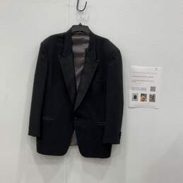 Christian Dior Mens Black Peak Lapel Long Sleeve One Button Blazer Sz 46R w/ COA