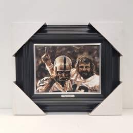 Signed Framed Canvas Art of Oakland Raiders Hall of Famers Fred Biletnikoff & Ken Stabler by Scott Medlock