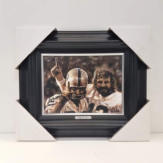 Signed Framed Canvas Art of Oakland Raiders Hall of Famers Fred Biletnikoff & Ken Stabler by Scott Medlock image number 1