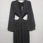 Polka Dot Black Long Sleeve Cut Out Maxi Dress With Slit image number 1