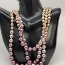 Designer Joan Rivers Gold-Tone Multi Strand Pink Pearls Beaded Necklace