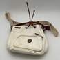 Tory Burch Womens White Brown Adjustable Strap Drawstring Crossbody Purse image number 1