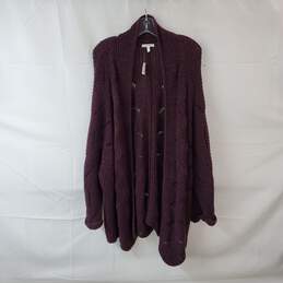 Maurices Dark Purple & Black Cotton Blend Open Knit Duster WM Size 3 NWT