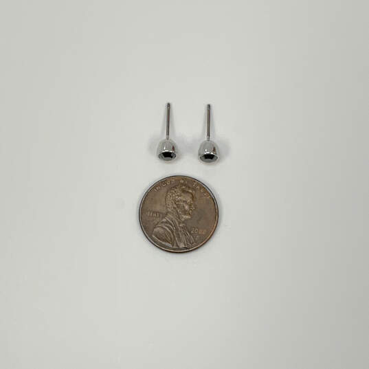 Designer Swarovski Silver-Tone Gray Stone Stud Earrings 1.5g image number 2