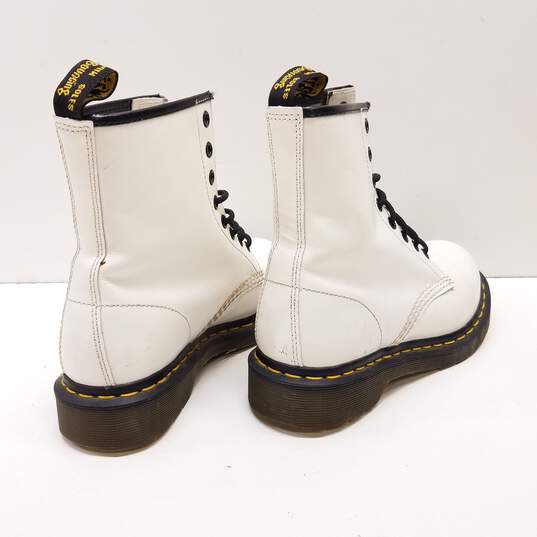 Dr. Martens 11821 White Leather Combat Boots Women's Size 7 image number 4
