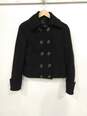 Womens Black Wool Long Sleeve Button Front Peacoat Jacket Size Small image number 1