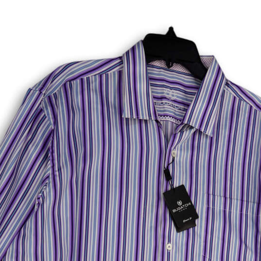 NWT Mens Multicolor Striped Long Sleeve Collared Dress Shirt Size XXL image number 3
