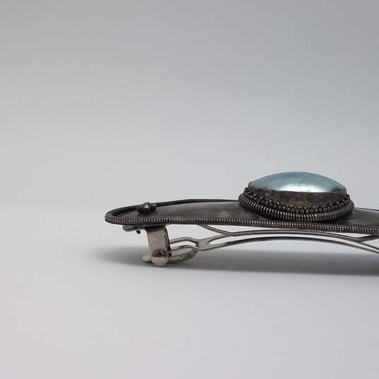 Sterling Silver MOP Hair Barrette Made in France 20.0g image number 2