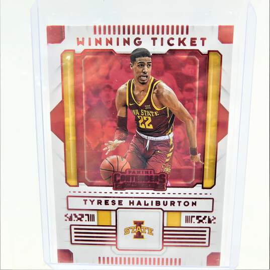2020-21 Tyrese Haliburton Panini Contenders Draft Picks Rookie Winning Ticket Red Kings Pacers image number 1