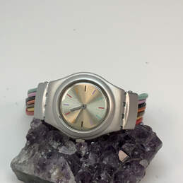 Designer Swatch Silver-Tone Round Dial Quartz Analog Wristwatch