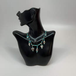 Designer Brighton Silver-Tone Blue Stone Heart Adjustable Beaded Necklace