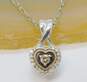 JWBR 925 & 10K Yellow Gold Accent 0.11 CTTW Champagne & White Diamond Heart Pendant Necklace 2.2g image number 1