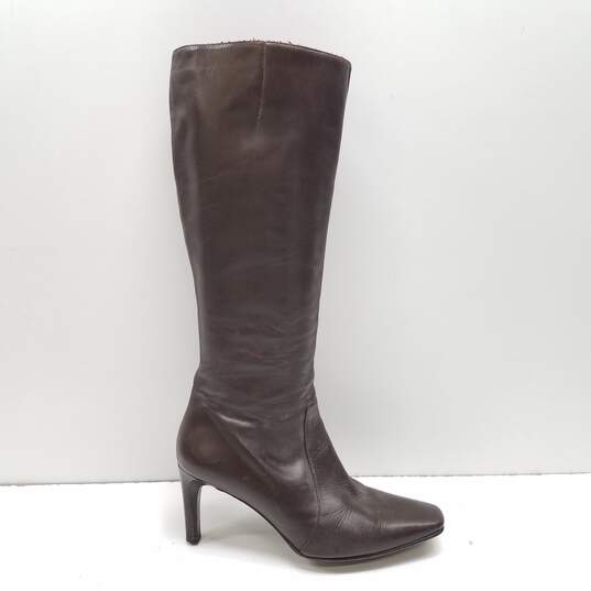 Via Spiga Italy Brown Leather Knee Riding Zip Heel Boots Shoes Size 7.5 M image number 1