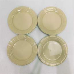 Longaberger Pottery Woven Traditions 10" Ivory Dinner Plate Set of 4